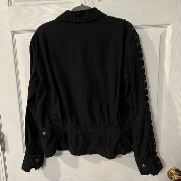 Free People Faye Cotton Military Lace-Up Jacket, GUC Size Small Color Bl… - Picture 8 of 8